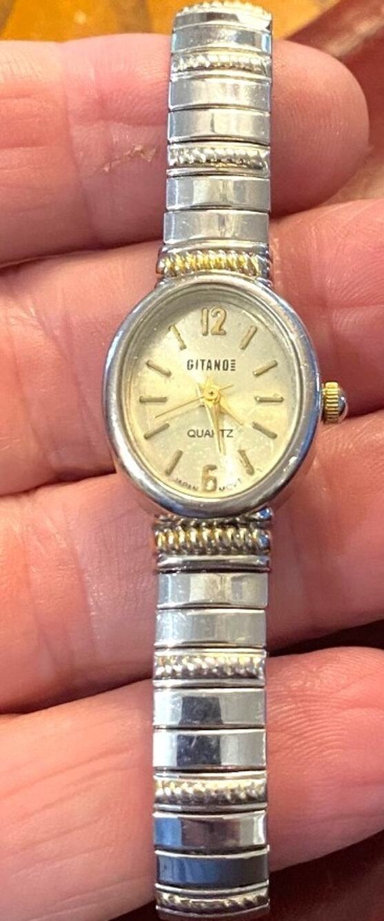 Women's 17mm Two Tone Oval Gitano Watch with Expansion Band